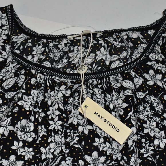 Max Studio Short Flutter Sleeve Floral Pullover Blouse Top Size XS - Picture 6 of 11